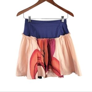 Patrizia Pepe Firenze Peach & Blue Floral Trumpet A-Line Mini Skirt IT 40/US 6